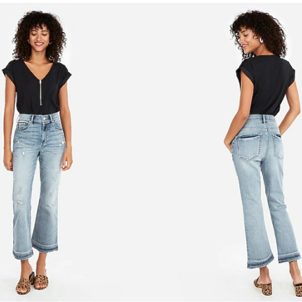 Express Navy Blue Silky Zip Front Gramercy Tee